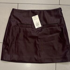 A New Day Burgundy Faux Leather Skirt
